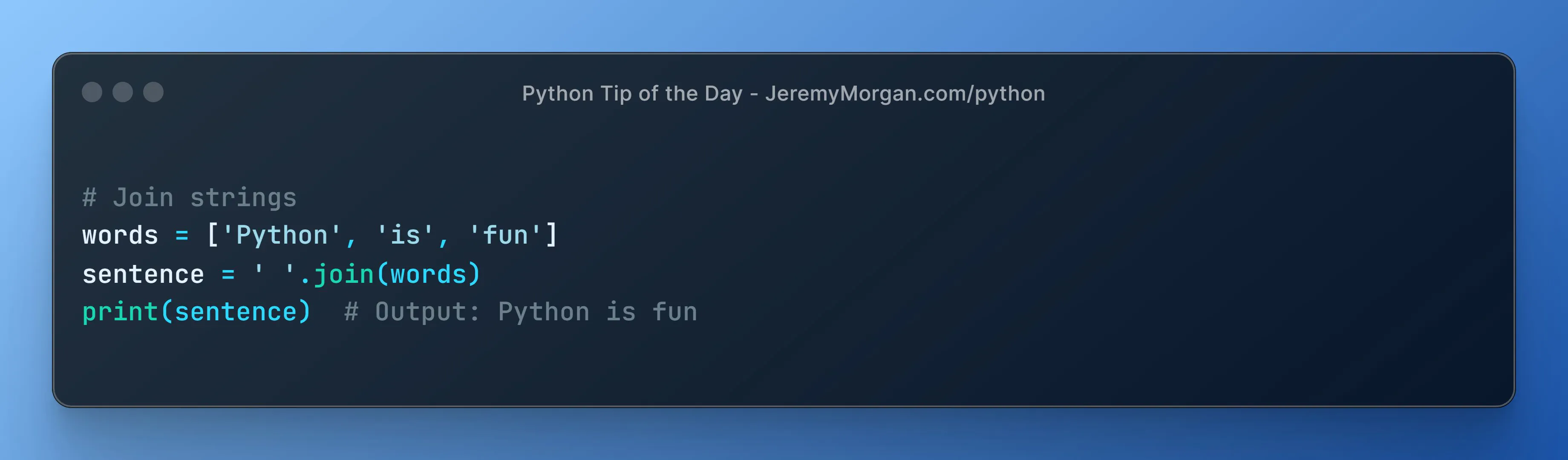 “Python Tip of the Day: Efficient String Concatenation with join()”