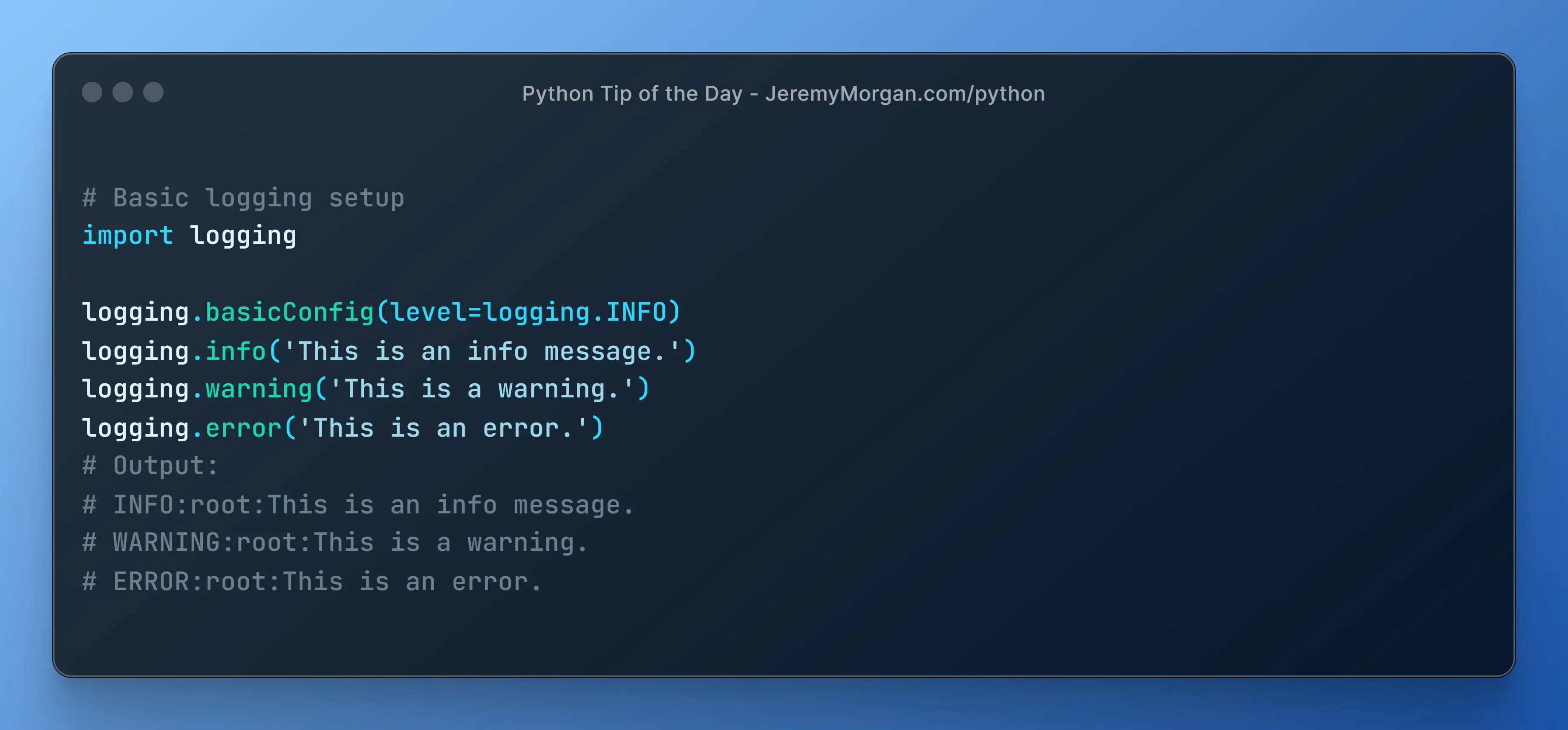 “Python Tip of the Day: Robust Logging with the logging Module”