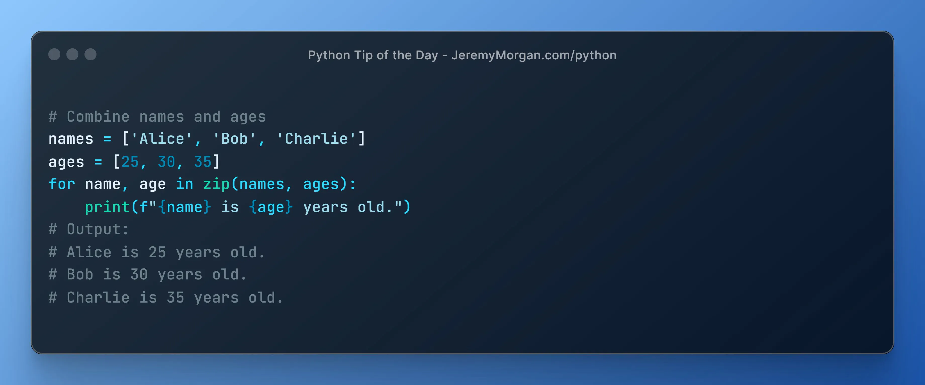 “Python Tip of the Day: Iterate Over Multiple Lists with zip()”